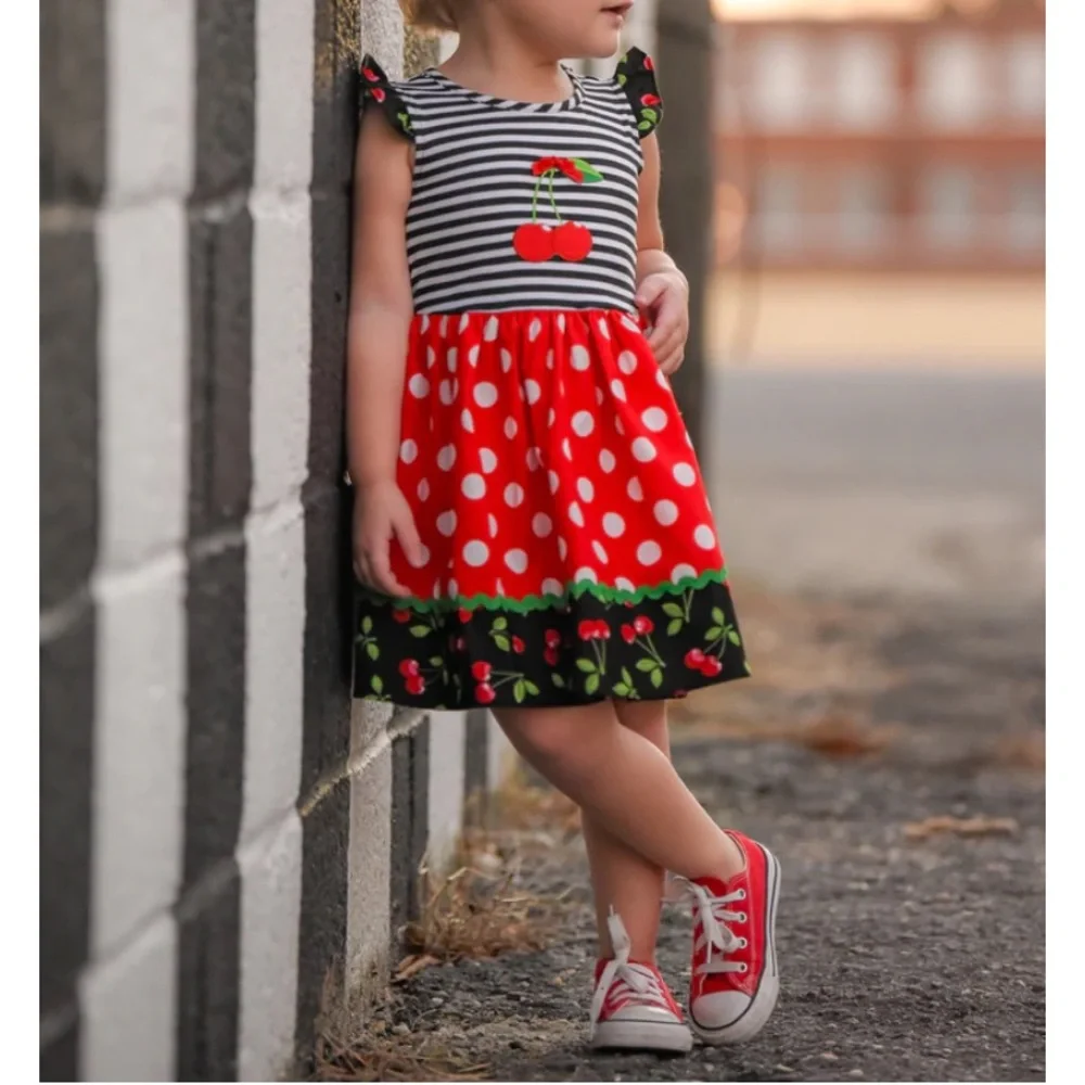 🚨 SOLD Ricrac & Ruffles Cherry Dress - Picture 1 of 6
